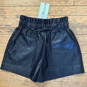 High Waisted Faux Leather Shorts